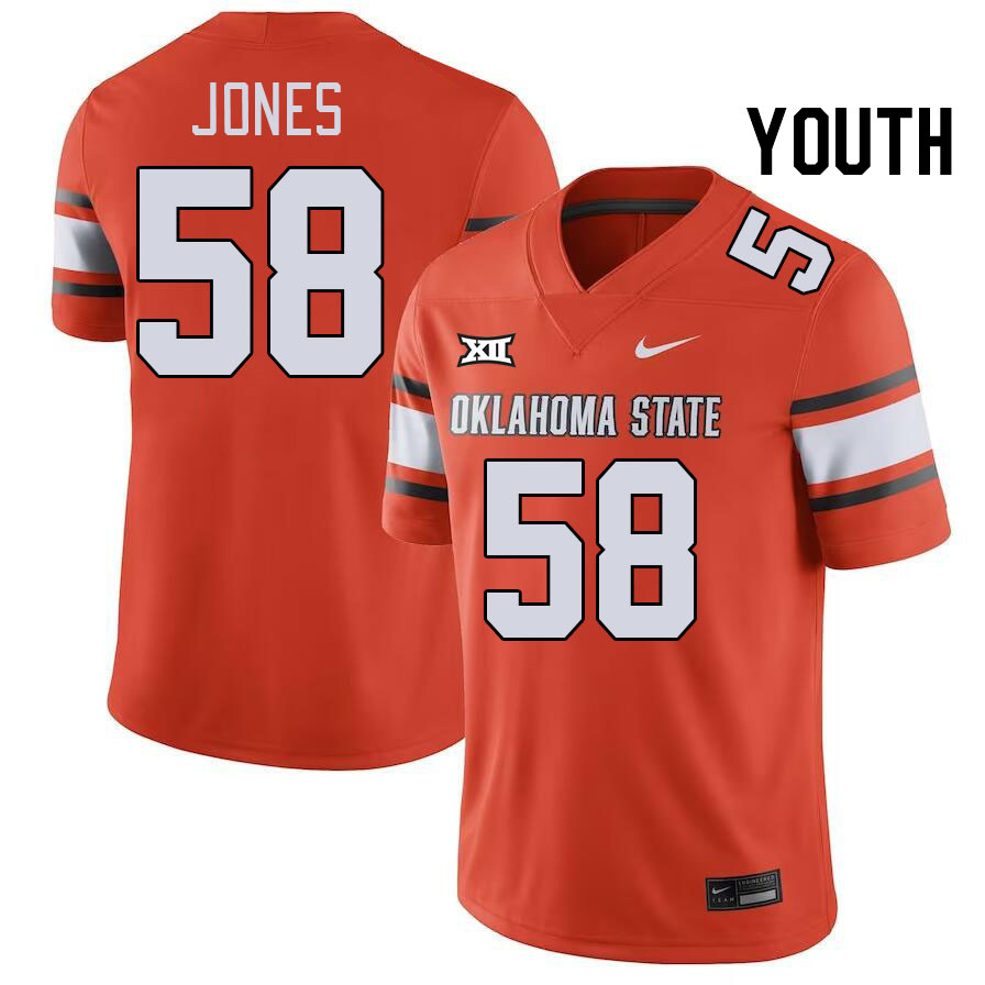 Youth #58 Kaden Jones Oklahoma State Cowboys College Football Jerseys Stitched-Orange